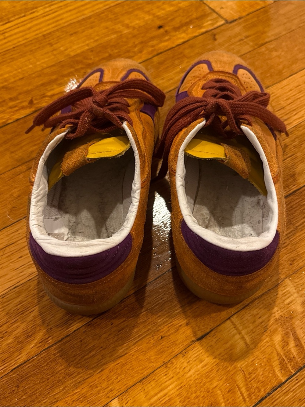 Women’s Suede Casual Aloha Sneakers in Orange with Purple - Picture 3 of 4